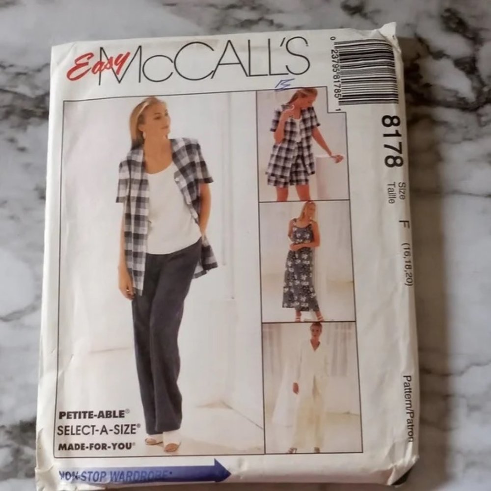 SEWING PATTERN - #8178 McCall's Pants Shorts Dress Jacket 16 - 18 - 20